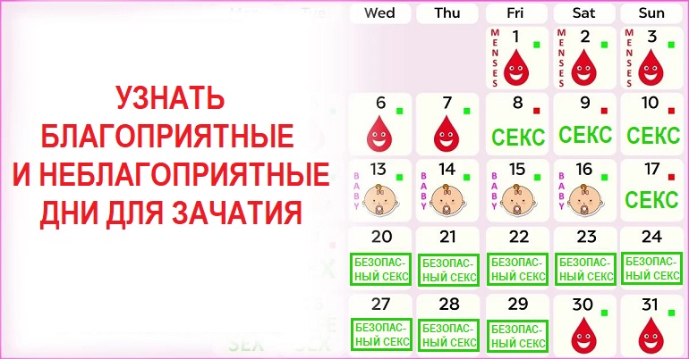 Календарь овуляции и зачатия по дням